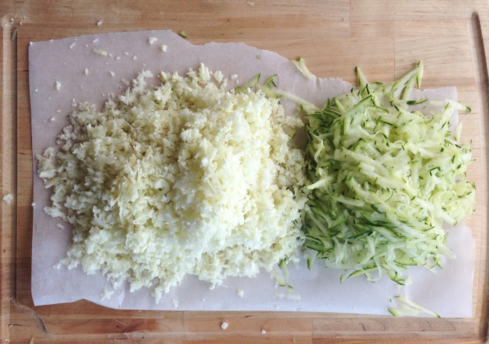 cauliflower and zucchini fritters - grated veg - lia burton nutrition